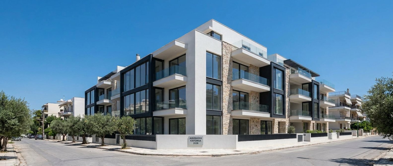 Μοντέρνα κτίρια με σκούρα χρώματα κουφωμάτων αλουμινίου 2026