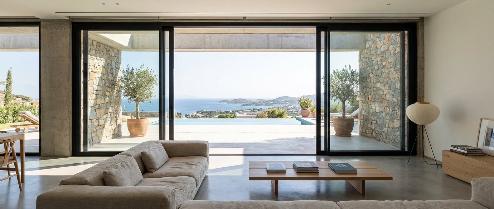 Ματ ή γυαλιστερά αλουμίνια για μοντέρνο σπίτι