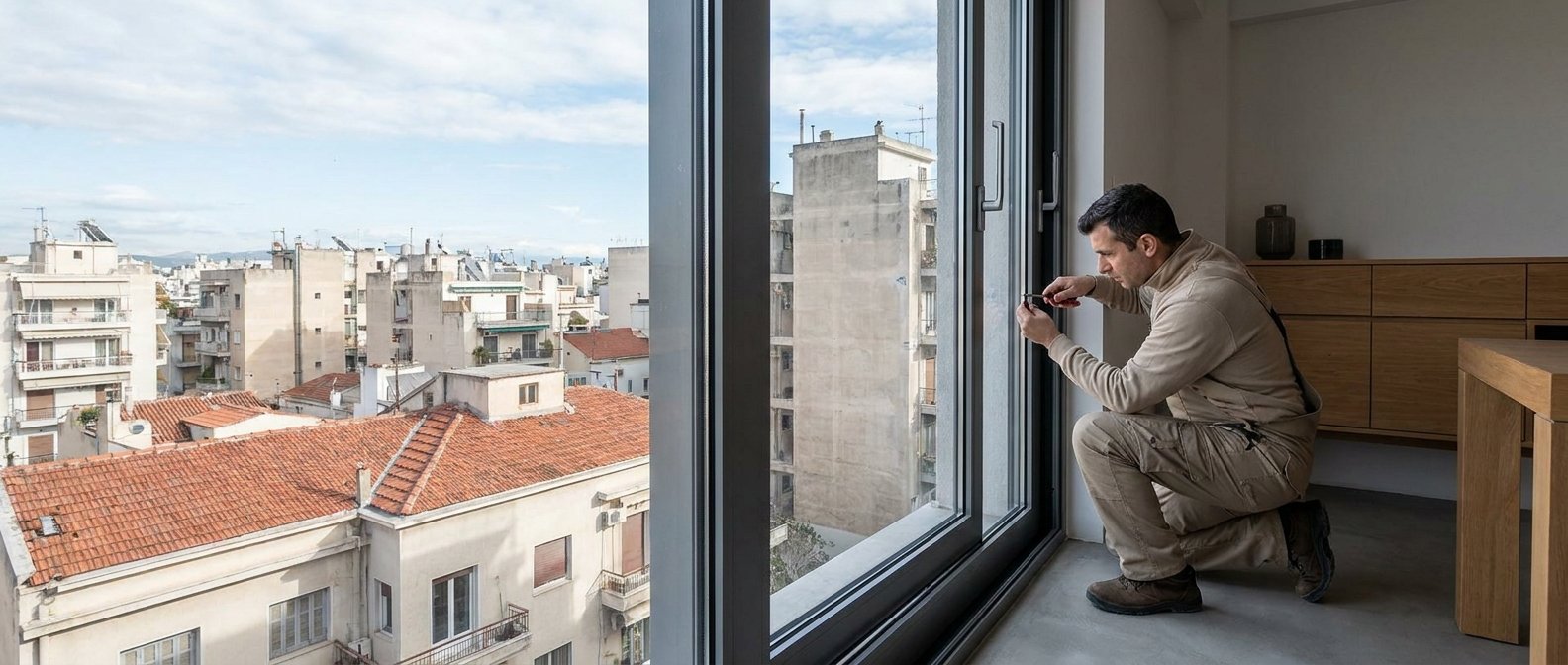 Επαγγελματική αλλαγή κουφωμάτων χειμώνα σε διαμέρισμα
